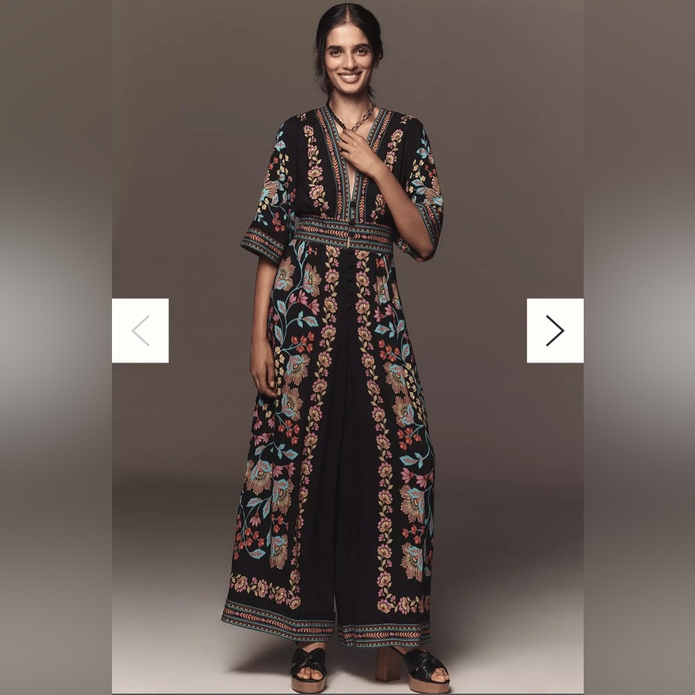 FARM Rio Black Flowery Jumpsuit NWT